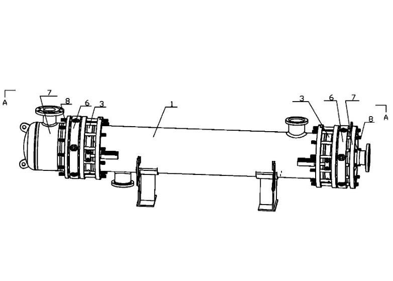 搪瓷管板型碳化硅換熱器結構圖 搪瓷管板型碳化硅換熱器結構圖