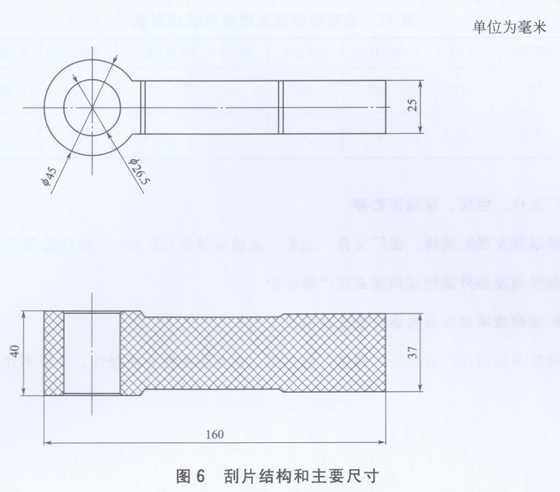 刮片結構和主要尺寸圖